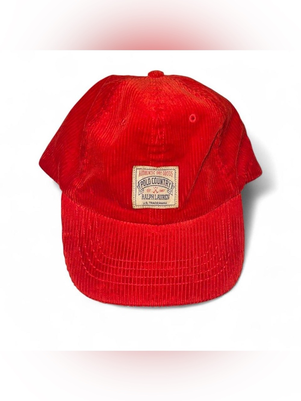 Vintage 90s Polo Ralph Lauren Hat Cap Fitted Red Corduroy Long Bill